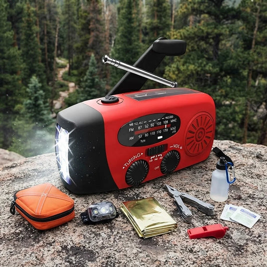 Solar Hand Crank Radio Emergency Weather Alert With Power Bank