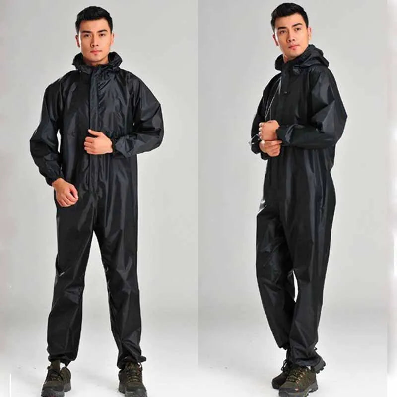 One-Piece Waterproof Hooded Raincoat for Men and Women