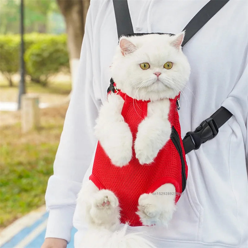 Breathable Pet Carrier Backpack With Double Shoulder Straps Mesh Carrier