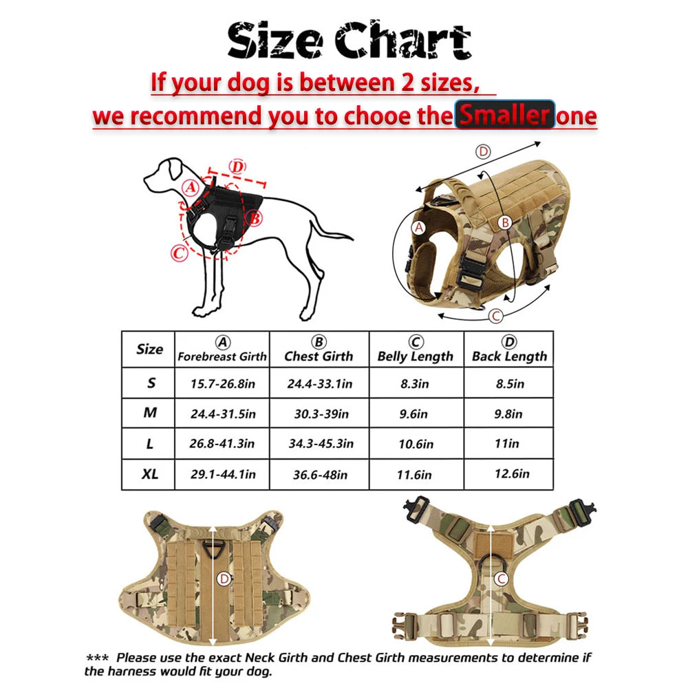 PETRAVELCN Tactical Dog Harness Vest Leash Patch Set For Training