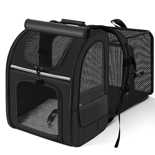 Expandable Cat Carrier Backpack With Shade Cover And Breathable Mesh