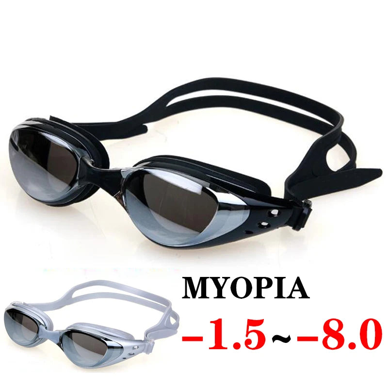 Plating Myopia Swim Goggles Waterproof Anti Fog UV Shield Unisex