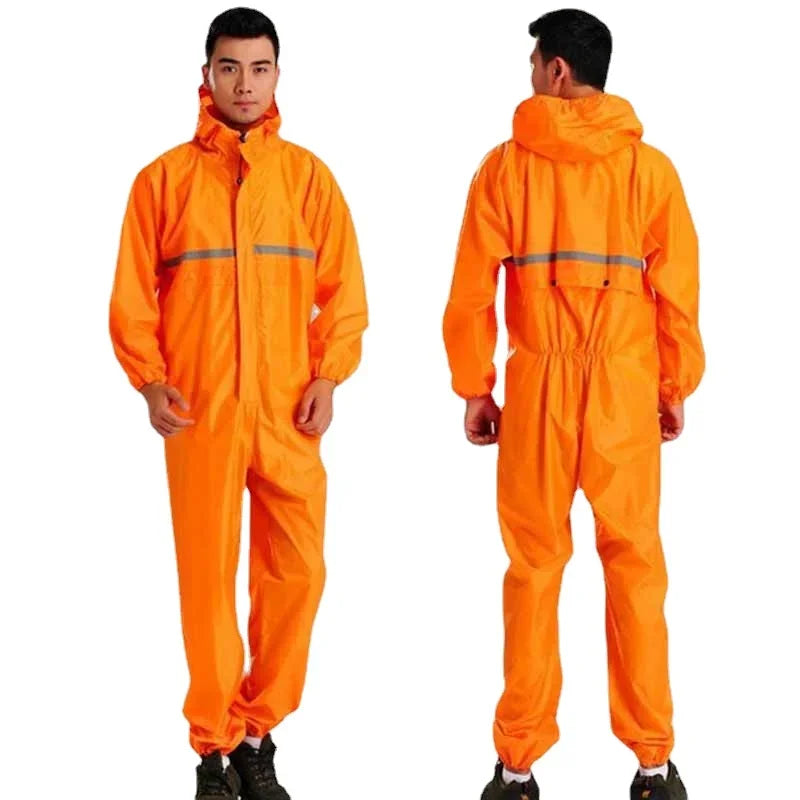 One-Piece Waterproof Hooded Raincoat for Men and Women