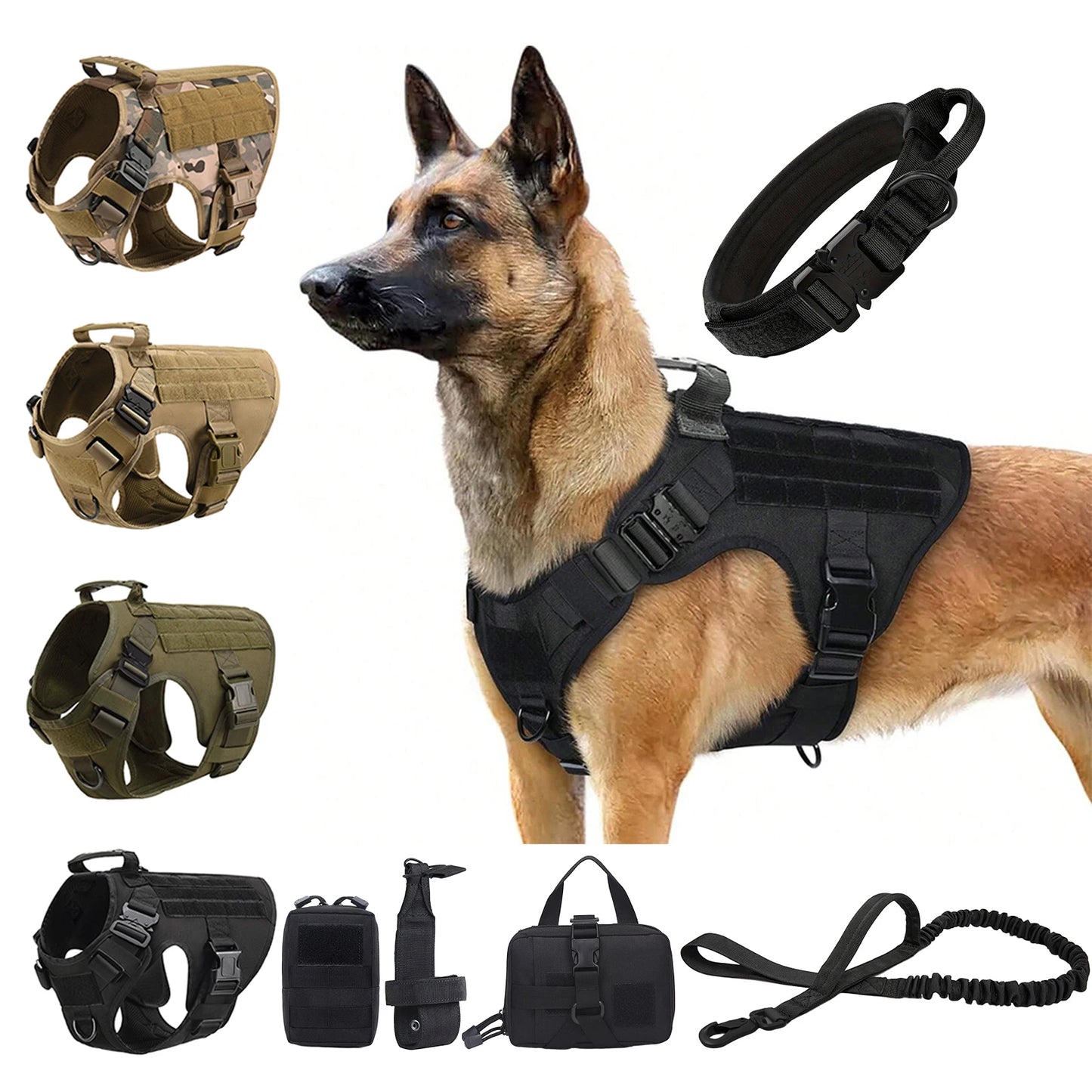 PETRAVELCN Tactical Dog Harness With MOLLE Pouches