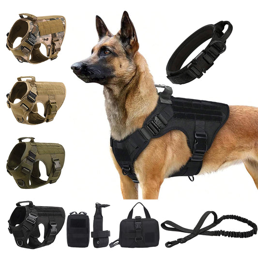 PETRAVELCN Tactical Dog Harness With MOLLE Pouches