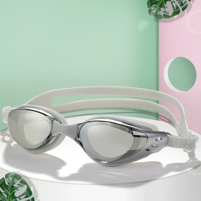 Plating Myopia Swim Goggles Waterproof Anti Fog UV Shield Unisex