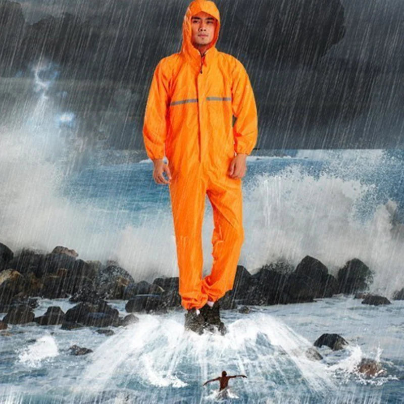 One-Piece Waterproof Hooded Raincoat for Men and Women
