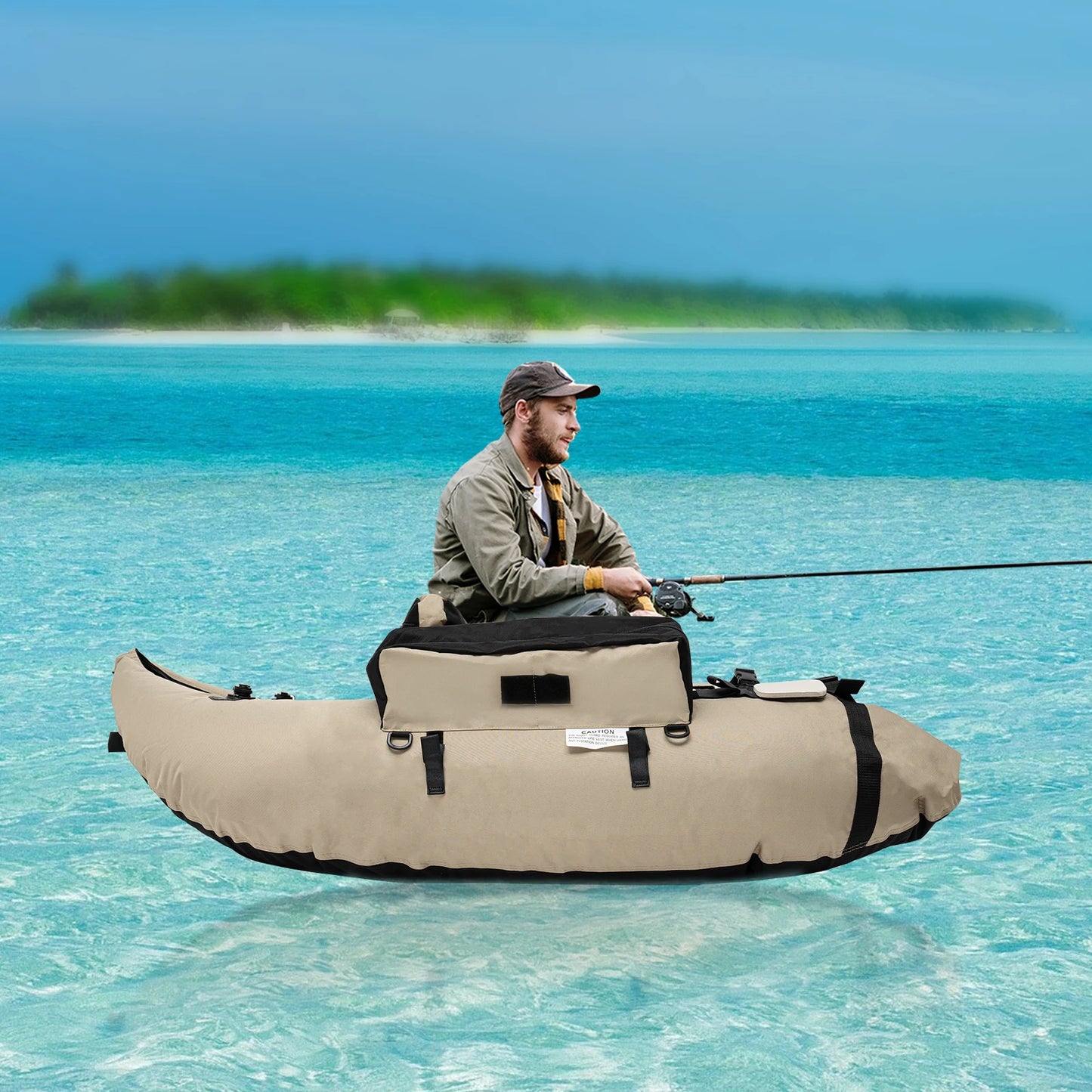 Outdoor Inflatable Fishing Boat Portable Raft 286.6 Lbs Capacity