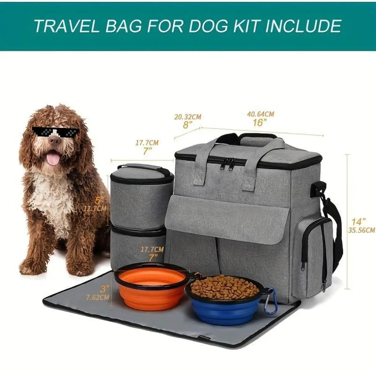 Pet Travel Bag Set Airline Approved Dog Cat Organizer