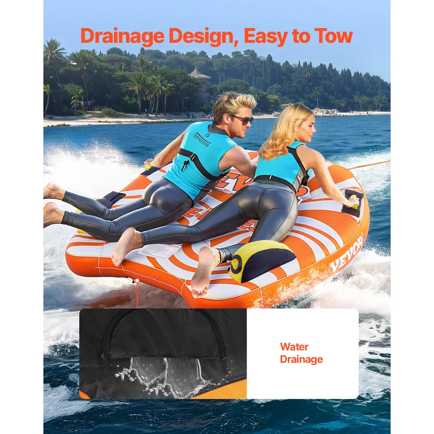 SucceBuy Towable Tube for Boating Two Rider Inflatable Water Sports
