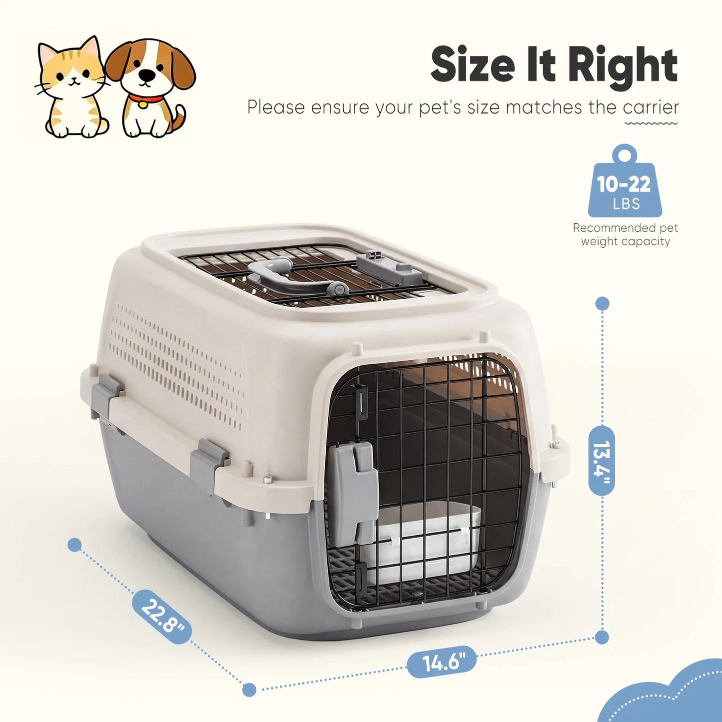 JHK 23-Inch Pet Carrier for Small Dogs and Cats Travel