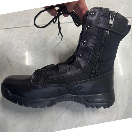 LAHORS High-Top Leather Hiking Boots With Zipper Non-Slip Desert Boots