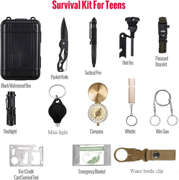 Outdoor Emergency Survival Kit 14 In 1 For Camping Hiking