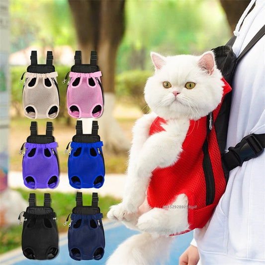 Breathable Pet Carrier Backpack With Double Shoulder Straps Mesh Carrier