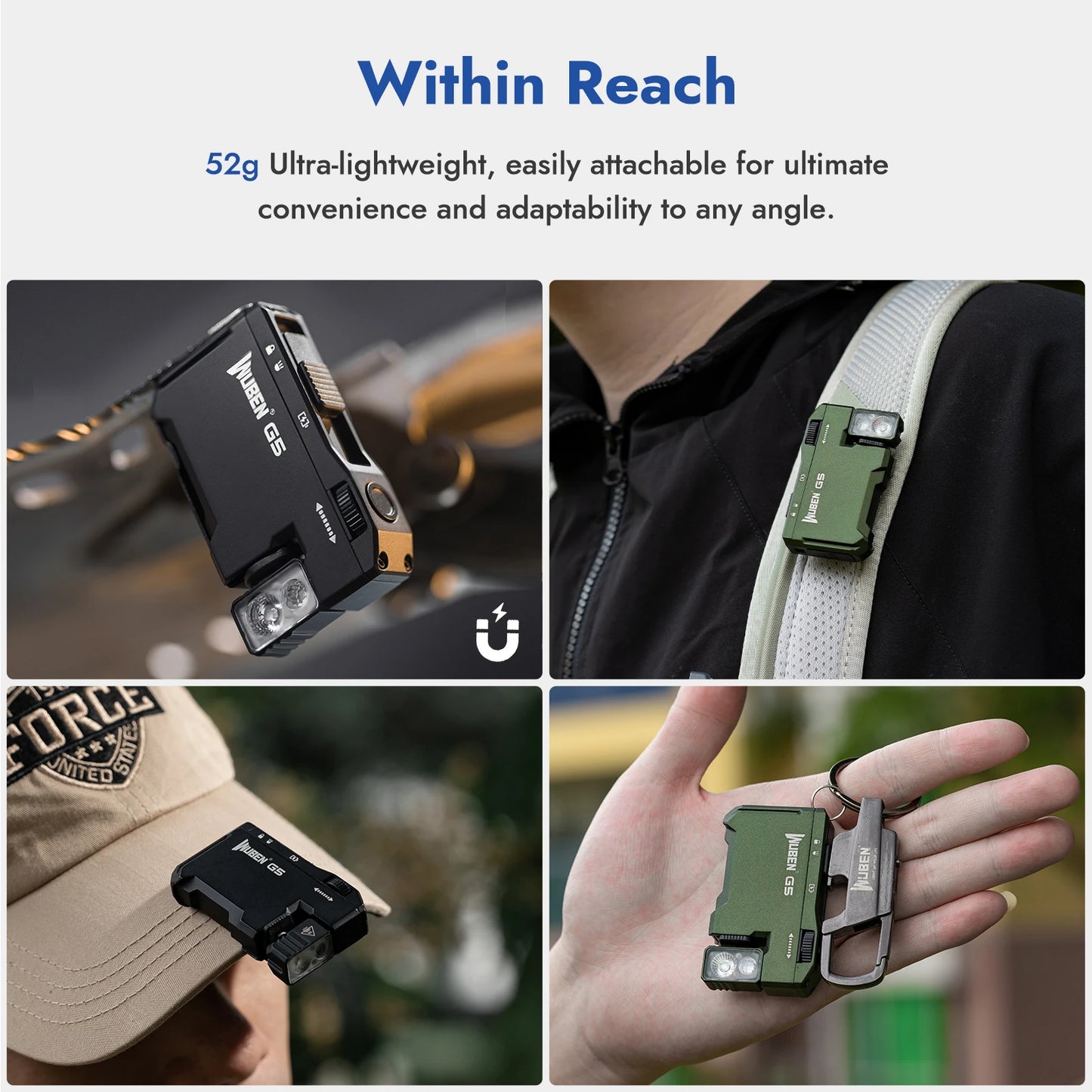 WUBEN G5 Rechargeable EDC Flashlight With Dual Light Sources RGB