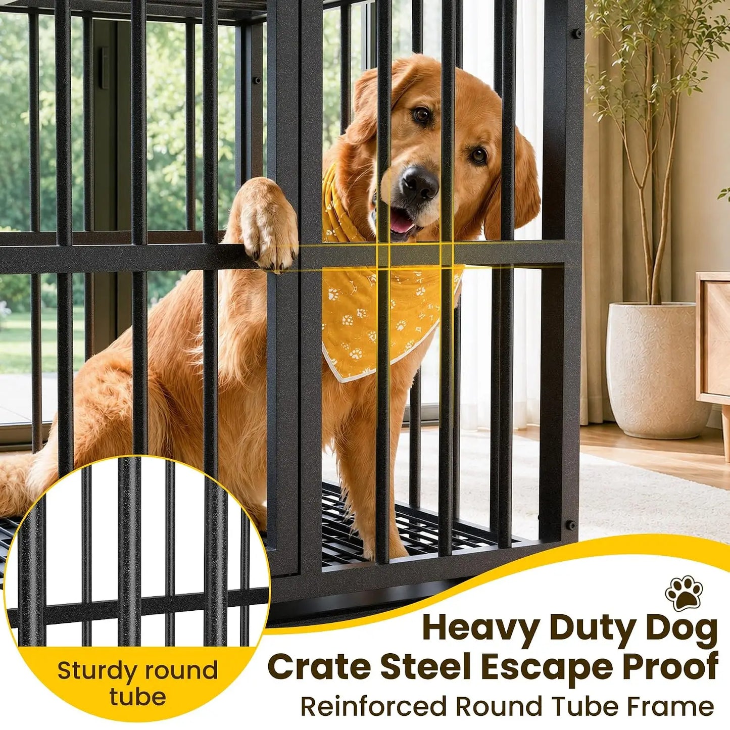 Heavy Duty Dog Crate Steel Double Door Indoor Kennel