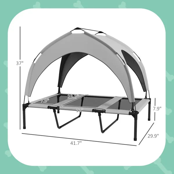 Elevated Dog Bed With Cooling Pad And Canopy For Large Dogs Indoor Outdoor