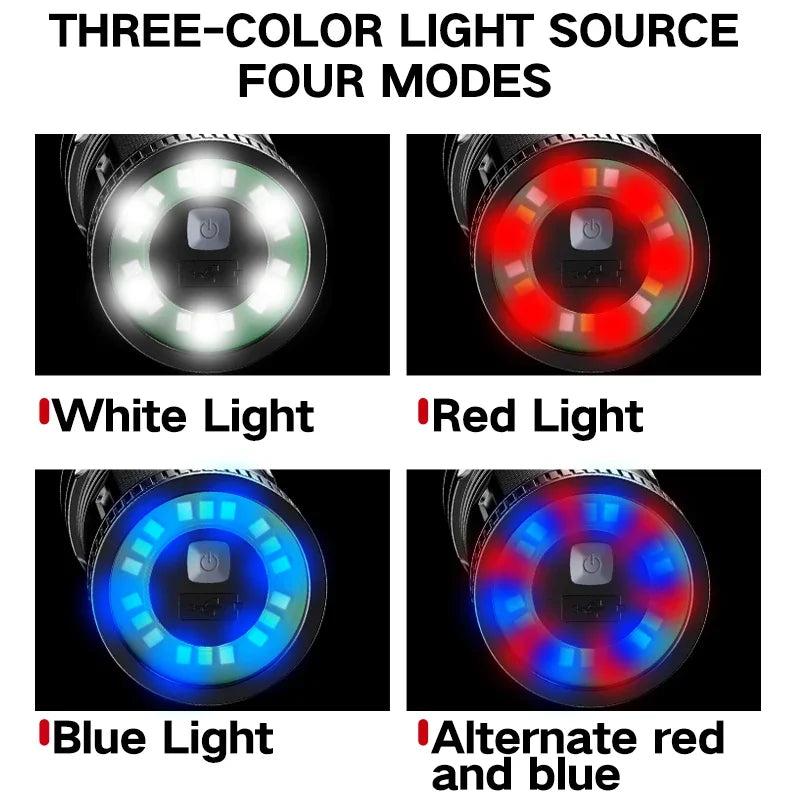 Skywolfeye LED Camping Flashlight With 9 Light Sources Waterproof