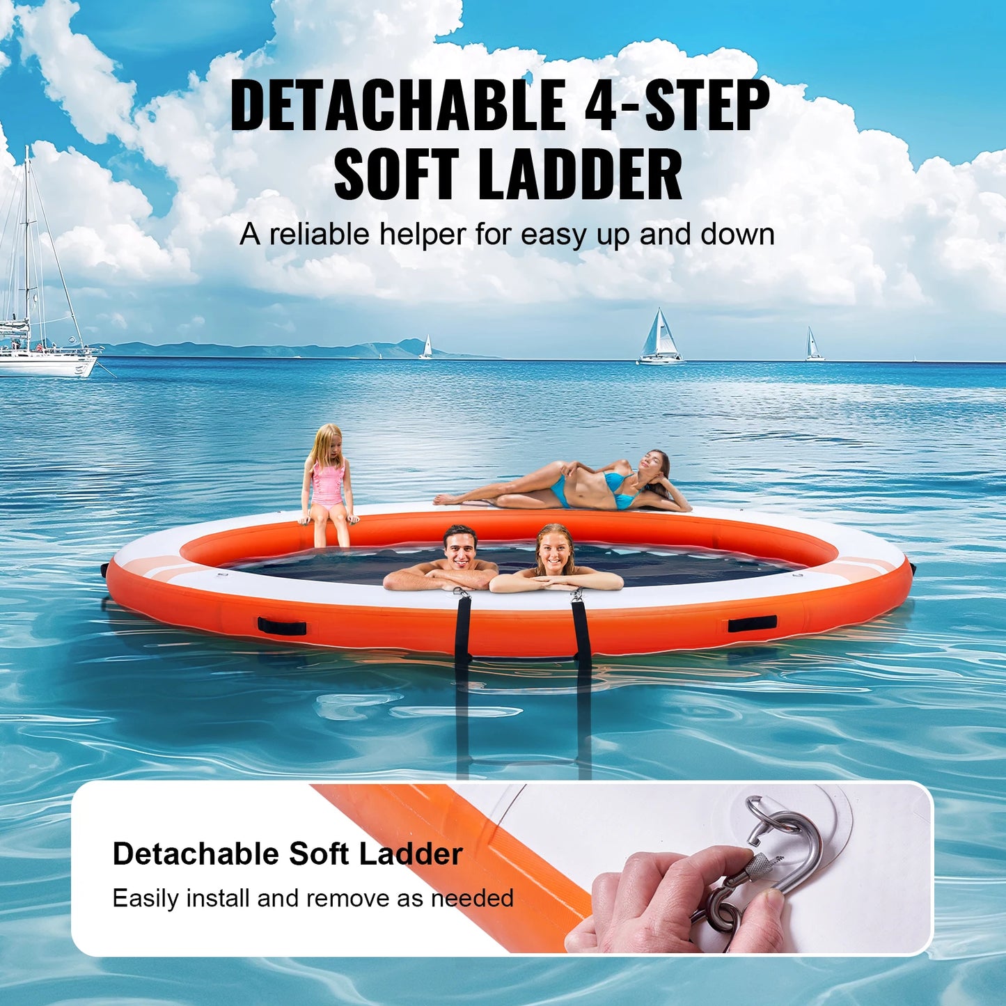 SucceBuy Inflatable Floating Dock With Non Slip Surface And Ladder