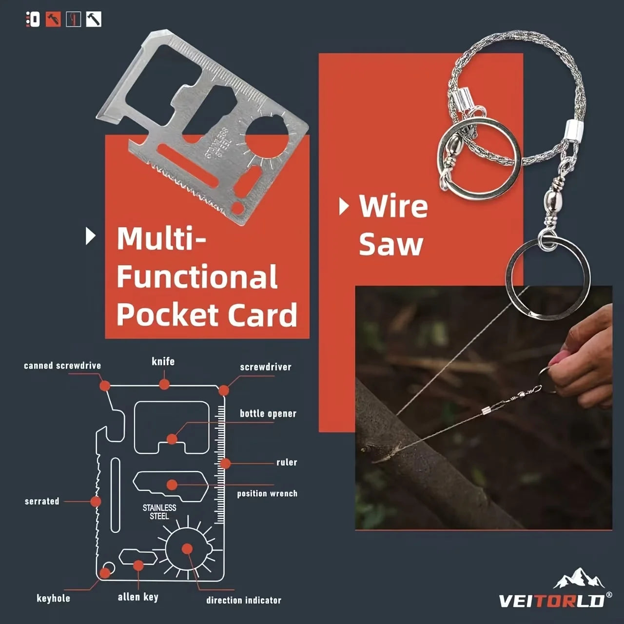 Multi Functional Tool Backpack Survival Kit With MOLLE Pouches