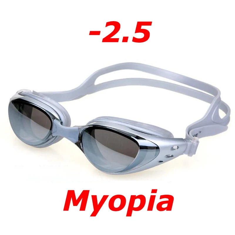 Plating Myopia Swim Goggles Waterproof Anti Fog UV Shield Unisex