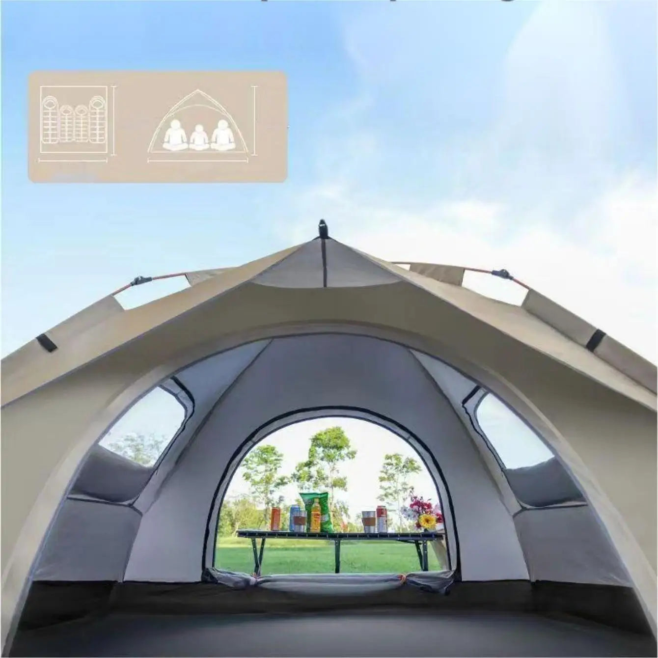 Pakicetus Outdoor Camping Tent Shelter With Double Doors And Windows