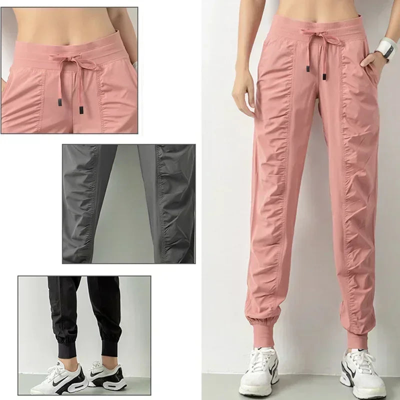 Macroupta Women Quick Dry Drawstring Joggers Athletic Fitness Pockets