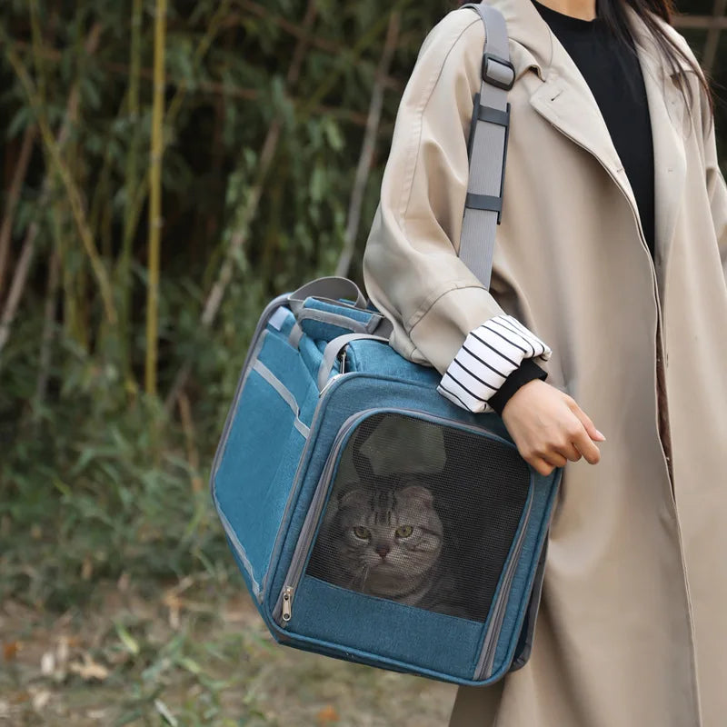 Portable Expandable Pet Travel Bag Soft Sided Breathable