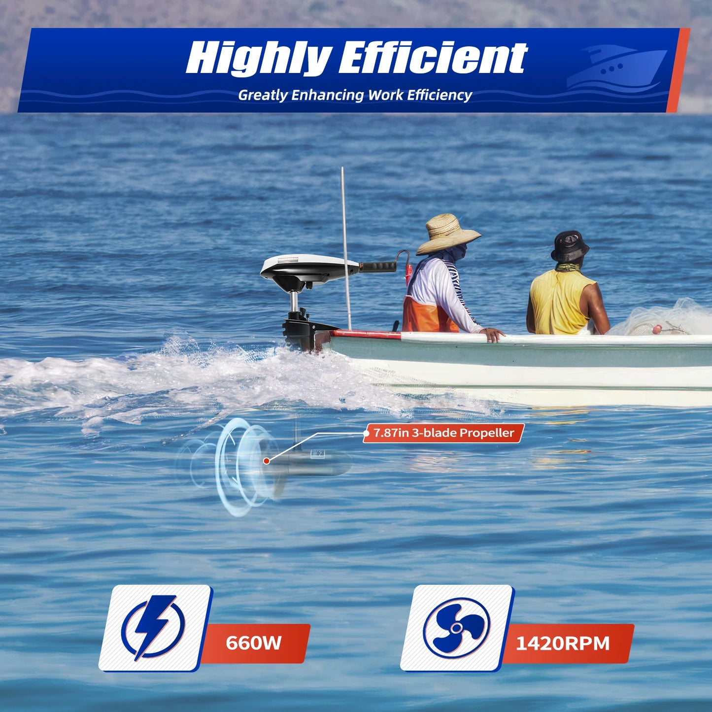Electric Outboard Trolling Motor 12V 660W Short Shaft