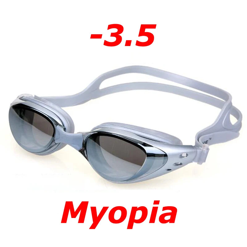Plating Myopia Swim Goggles Waterproof Anti Fog UV Shield Unisex