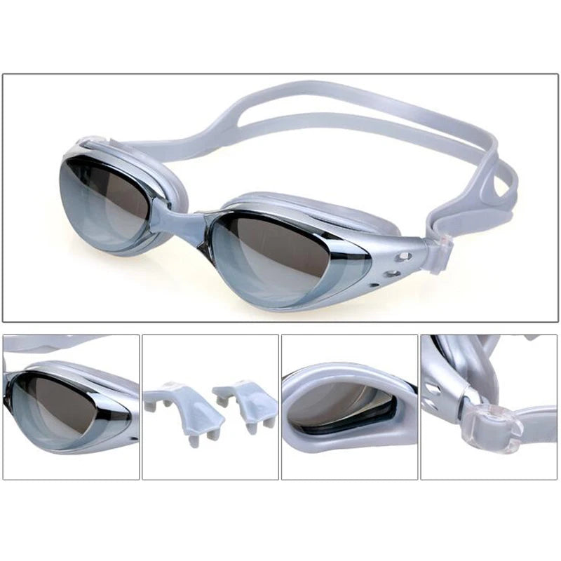 Plating Myopia Swim Goggles Waterproof Anti Fog UV Shield Unisex