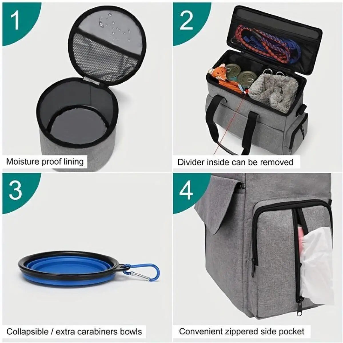 Pet Travel Bag Set Airline Approved Dog Cat Organizer