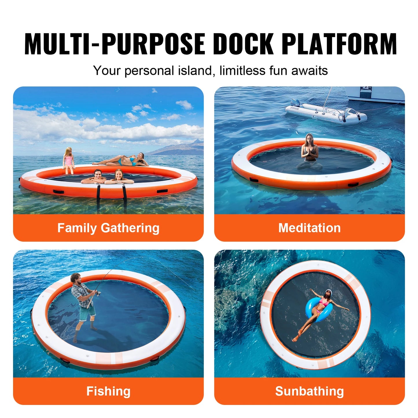 SucceBuy Inflatable Floating Dock With Non Slip Surface And Ladder