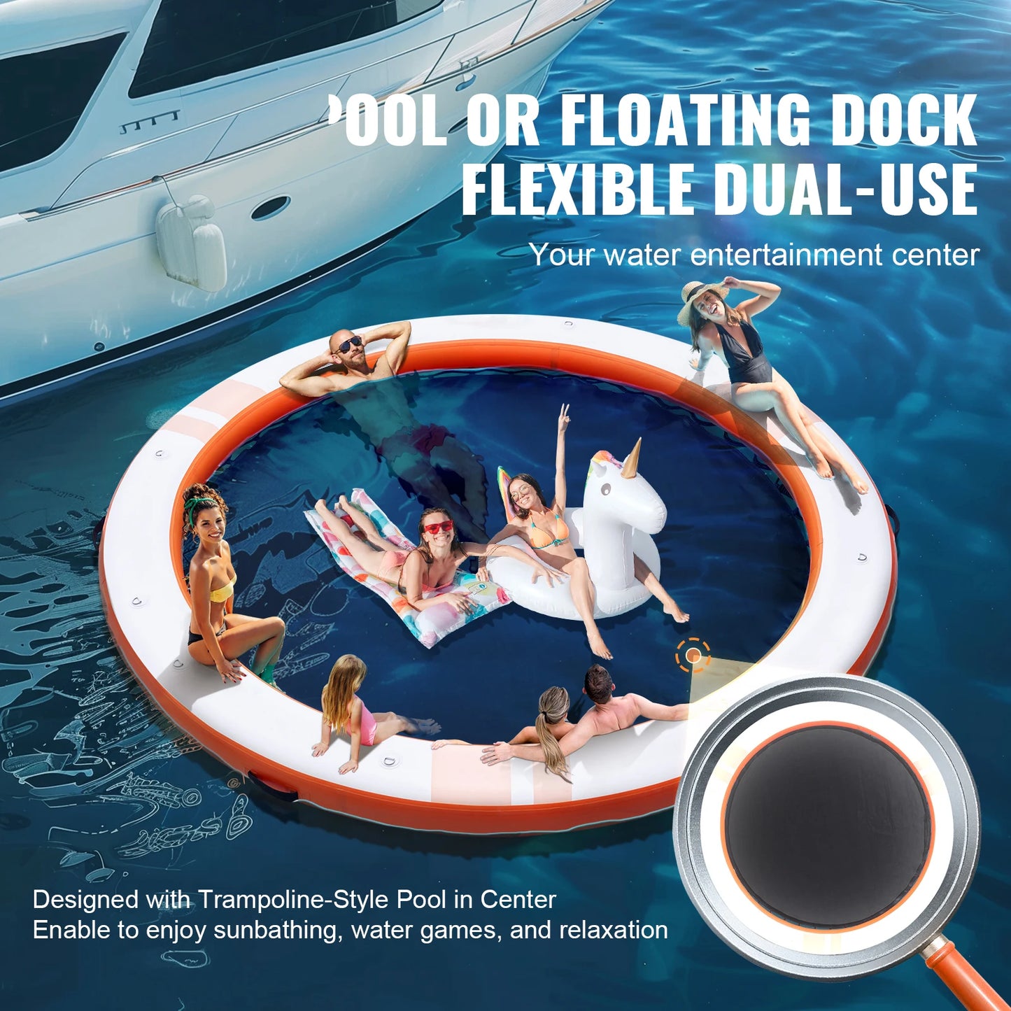 SucceBuy Inflatable Floating Dock With Non Slip Surface And Ladder