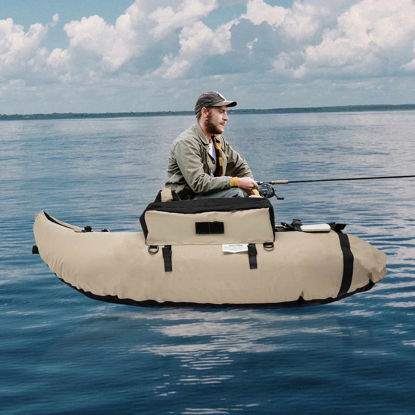 Outdoor Inflatable Fishing Boat Portable Raft 286.6 Lbs Capacity