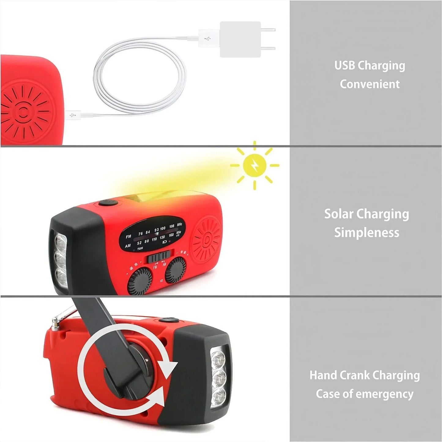 Solar Hand Crank Radio Emergency Weather Alert With Power Bank