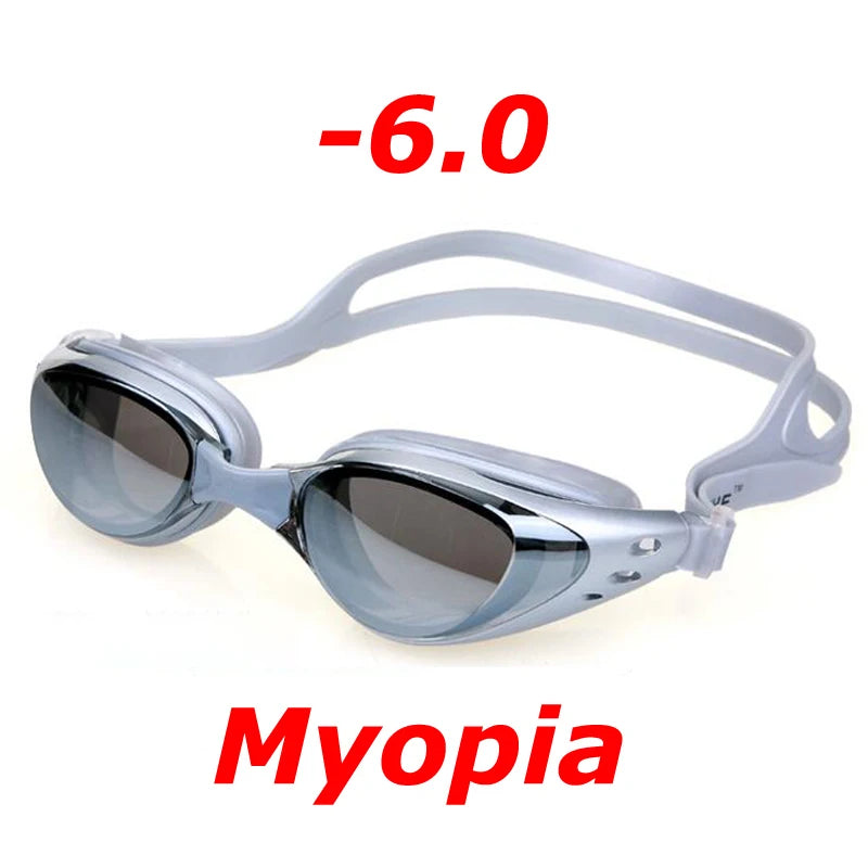 Plating Myopia Swim Goggles Waterproof Anti Fog UV Shield Unisex