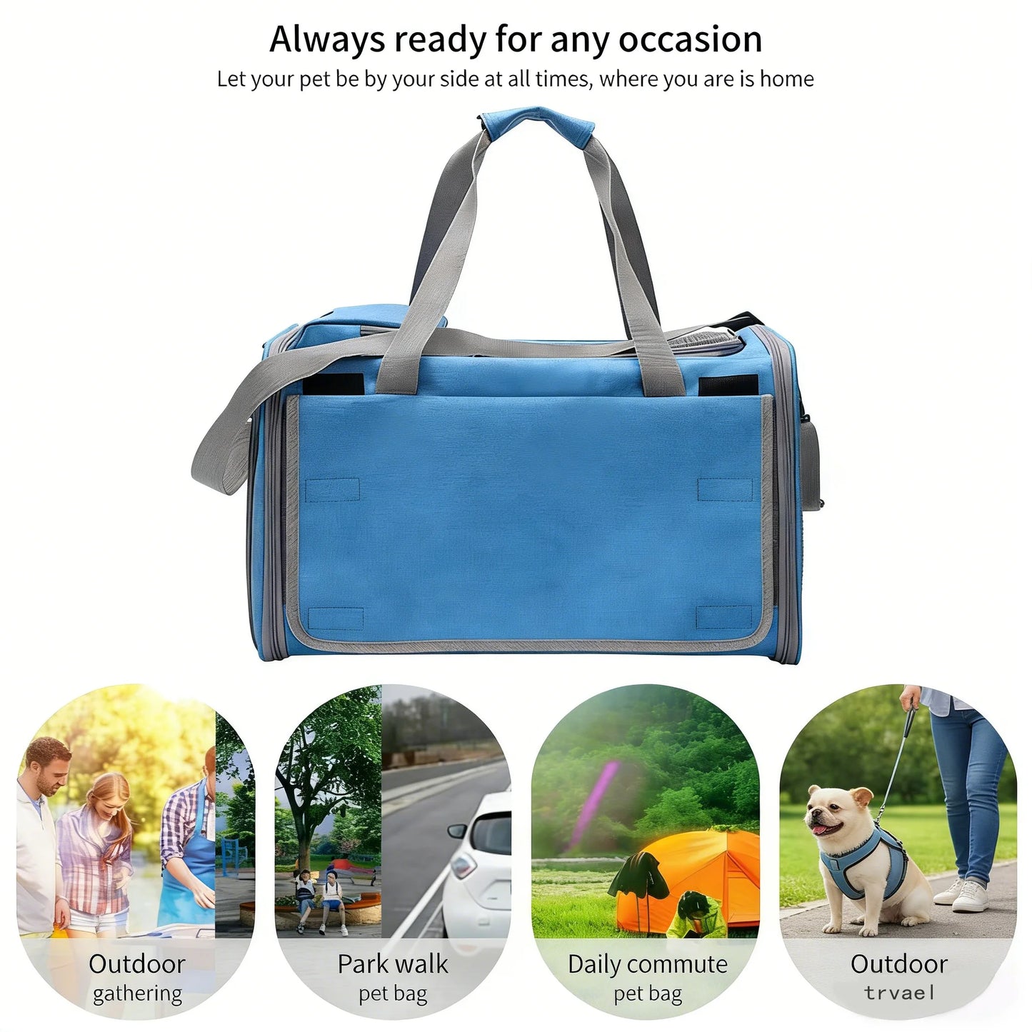 Portable Expandable Pet Travel Bag Soft Sided Breathable