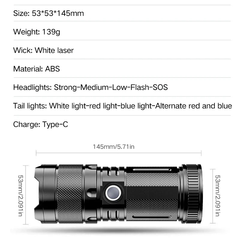 Skywolfeye LED Camping Flashlight With 9 Light Sources Waterproof