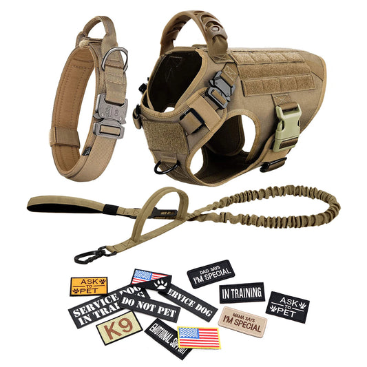 PETRAVELCN Tactical Dog Harness Vest Leash Patch Set For Training