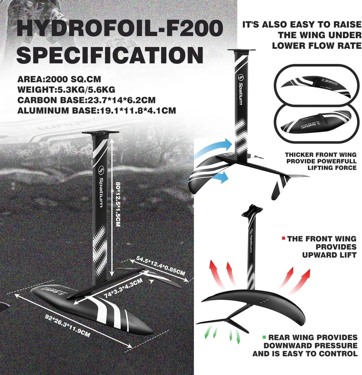 Spatium Hydrofoil Surfboard With Accessories Pack, Inflator Pump Included