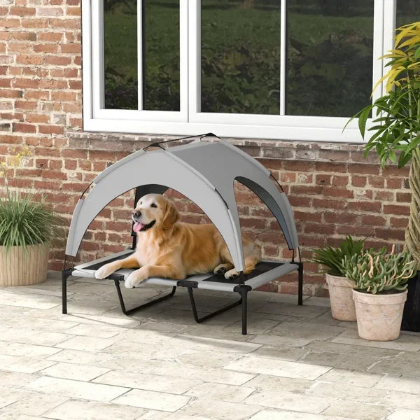 Elevated Dog Bed With Cooling Pad And Canopy For Large Dogs Indoor Outdoor