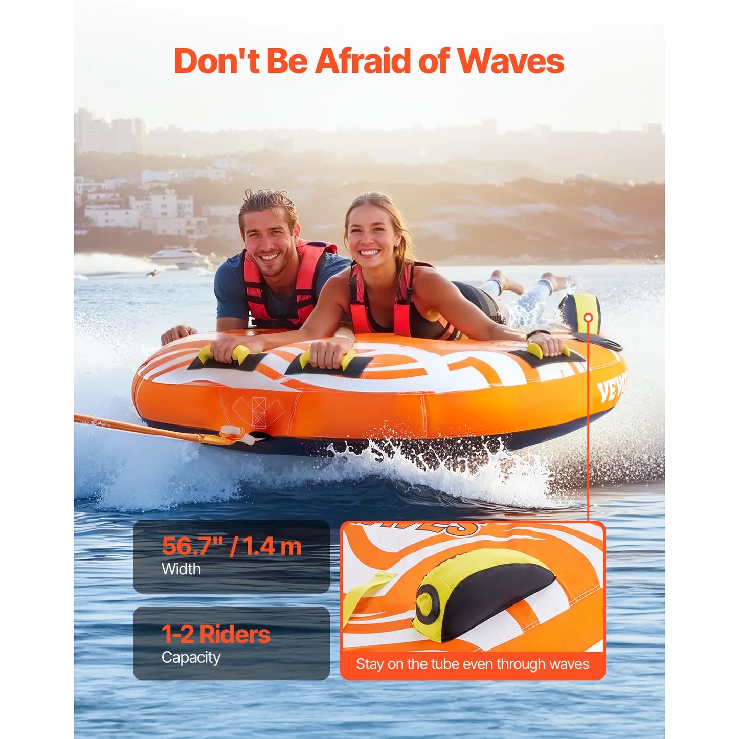 SucceBuy Towable Tube for Boating Two Rider Inflatable Water Sports