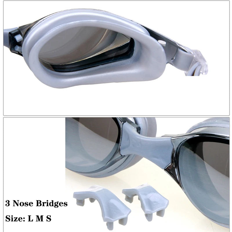 Plating Myopia Swim Goggles Waterproof Anti Fog UV Shield Unisex